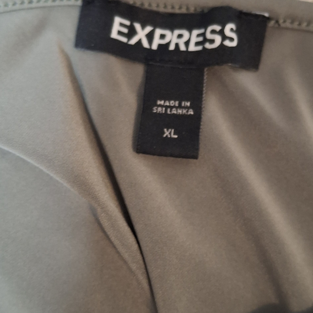 Express Women’s Size XL One Shoulder Top Brown And Sage Ruched Stretch Lot Of 2 - Picture 14 of 15